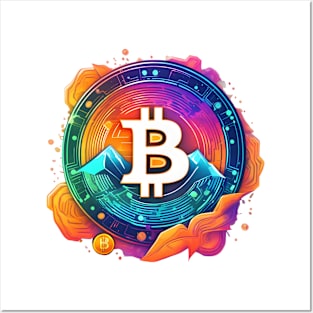 Bitcoin colorful Posters and Art